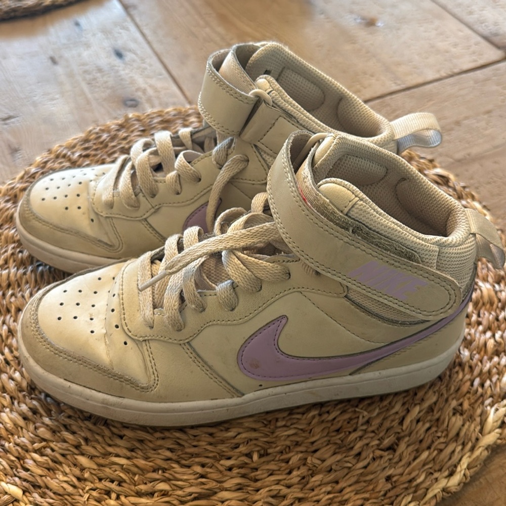 Nike High-Top Sneakers with Purple Swoosh